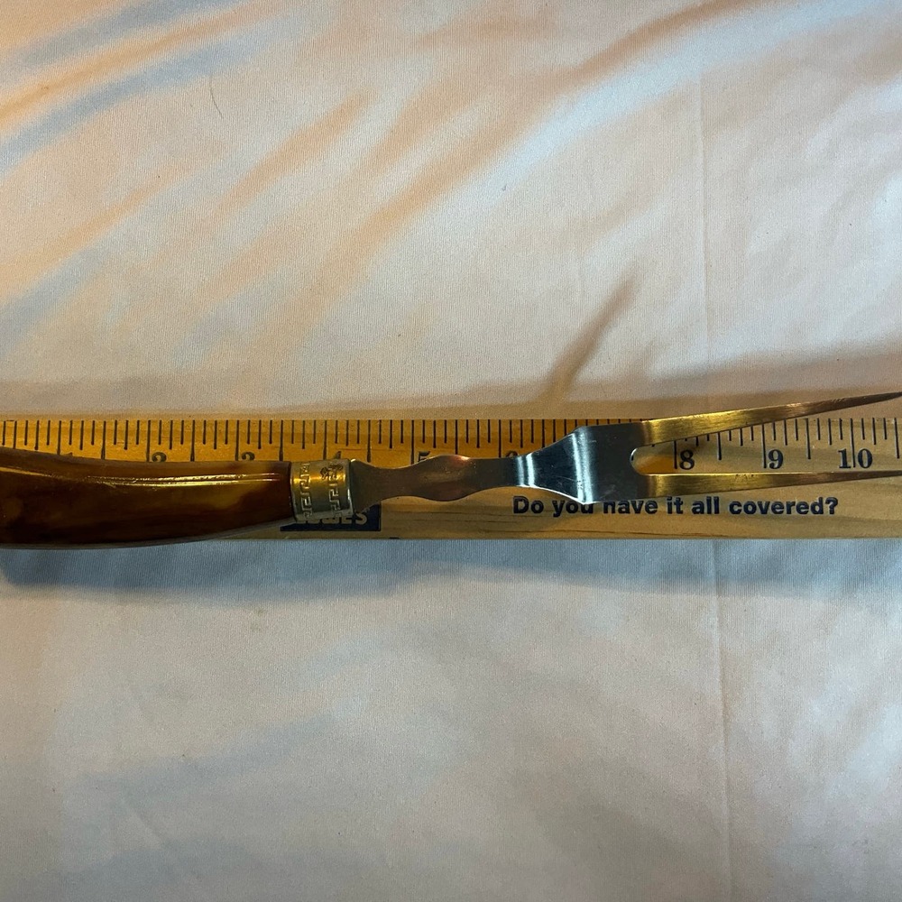 Vintage Retro Meat Serving Fork Bakelite Style Handle Stainless Steel